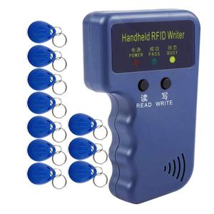 HERNAS 125KHz RFID Copier, Upgraded Handheld RFID Reader Writer Duplicator Decoder, with 10pcs Rewritable EM4305/T5577 Keychains Cards, Only for 125KHz Access Control Cards