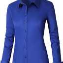CUNLIN Womens Cotton Button Down Shirts for Women Fitted Long Sleeve Formal Dress Shirt Work Blouses Tops (M)