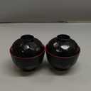 JapanBargain Japanese Miso Soup Bowls with Lids, Small Traditional Lacquered Bowls, 8.4 oz Authentic Size, Set of 2, Made in Japan