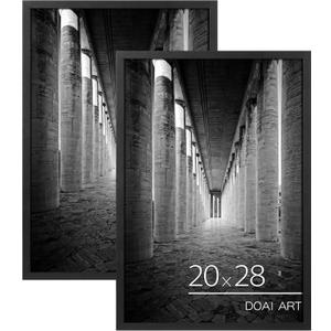 DOAI ART 20x28 Frame Black 2 Pack, 20x28 Picture Frame or 20x28 Frame with HD Plexiglass for Horizontal or Vertical Wall Mounting, 20x28 Picture Frame Durable Scratch-proof Safe and Artistic Large (20x28 2Pack)