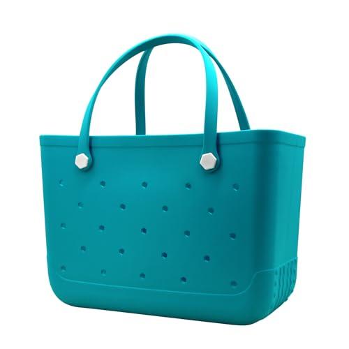 Beach Totebag X-Large Waterproof Sandproof Rubber Beach Tote Bag with Zipper Pocket for Travel,Sport,Pool,Supermarket and Sea