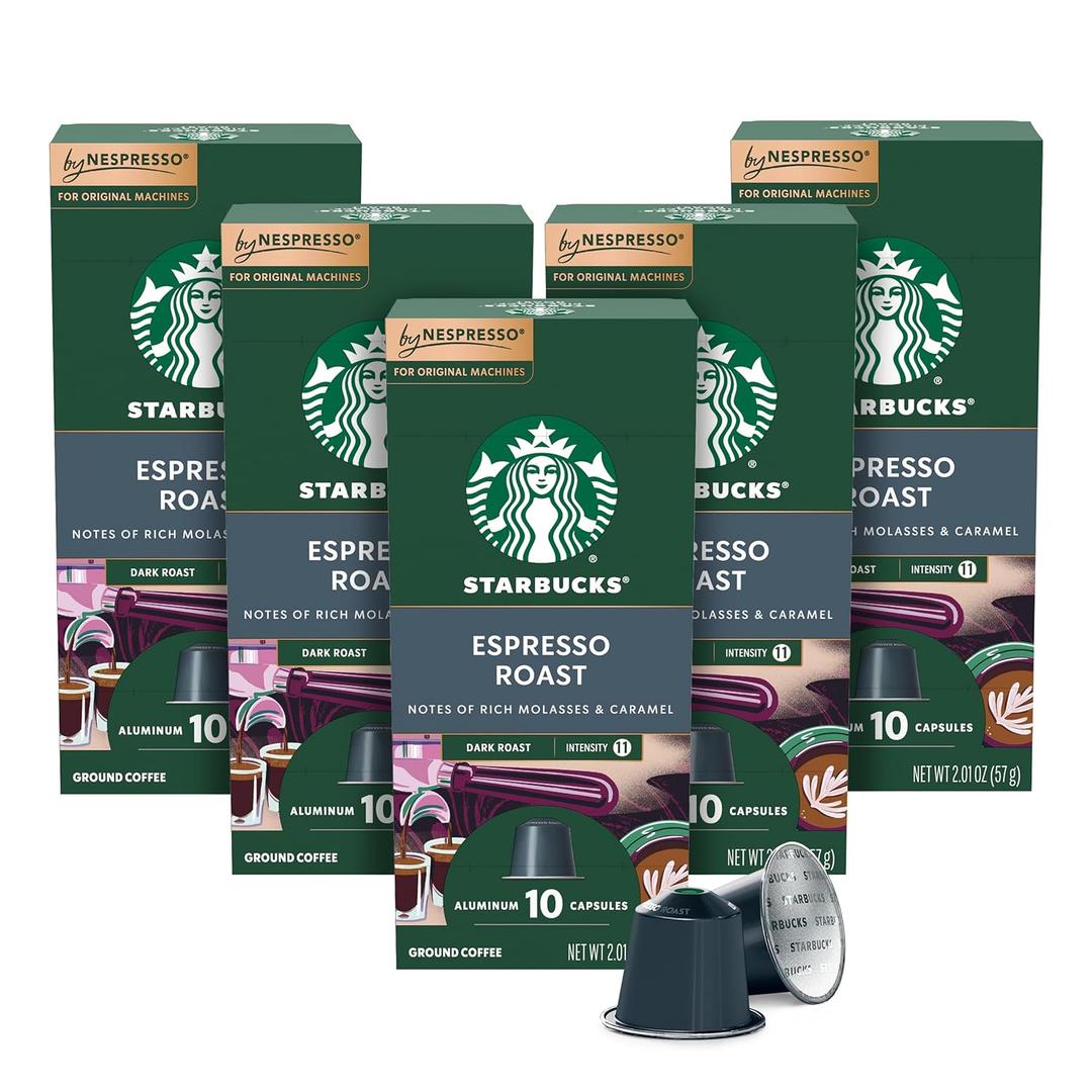 Starbucks by Nespresso Original Line Dark Roast Espresso, 50-count Espresso Pods (EXP 01/21/26)