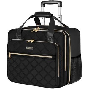 Ytonet Rolling Laptop Bag Women, Rolling Briefcase for Women, 17.3 Inch Laptop Bag with Wheels Rolling Computer Bag Laptop Case for Work Travel College Business Wife Mom Teacher, Black