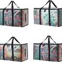 4 Pack Heavy Duty 93L (24.5 Gallon) Stackable Plastic Storage Bins with Lids, Clear Totes  For Home Organization and Storage, Sturdy and Reusable Alternative to Moving Bags