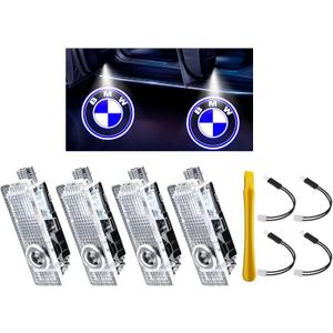 4 Pack Never Fade HD Car Door Lights Logo Projector LED Welcome Lights Accessories, Compatible with BMW X1/X2/X3/X4/X5/X6/X7, M, Z, and GT Series Models