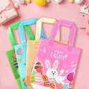 YANGTE Easter Gift Bags Bulk 16 Pack Reusable Party Bags with Handles, Colorful Egg Hunt Baskets for Kids, Bunny Treat Bag, Durable Easter Favor Basket for Candy & Gifts