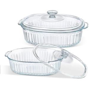 M MCIRCO 4-Piece Glass Casserole Baking Dish, Set of 2 Casseroles With Glass Lids, 1.9 Qt and 3 Qt