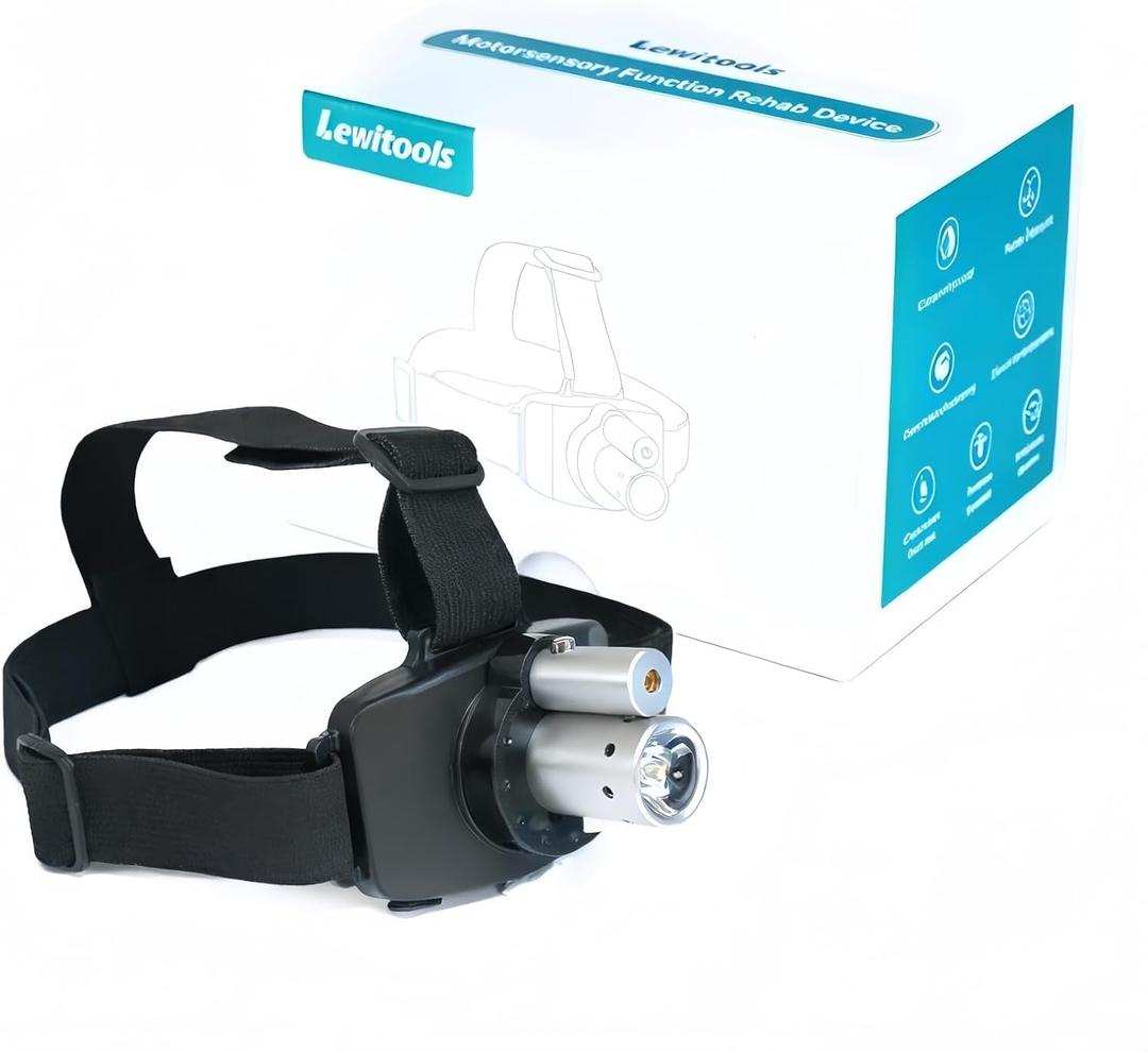 Rechargeable LED Laser Headlamp with an Adjustable Belt for Sensorimotor Control Testing and Physical Therapy Carlo Rinaudo - Inspired Concepts | Motion Control Exercise for Home and Training Use