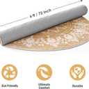 Carvapet Faux Jute Round Rug 6ft Jute-Like Pattern Design Washable Low Pile Area Rug with Non-Slip Rubber Backing, Soft Natural Look Decorative Circle Carpet for Living Room