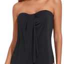 Tempt Me Two Piece Tankini Bathing Suits for Women Halter Bandeau Swim Top with Bottom Flyaway Tummy Control Swimsuit (X-Large, Black)