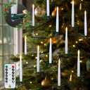 16 PCS Christmas Tree Candle Lights with Green Clips Flameless LED Taper Candles with Remote for Christmas Tree Decor (16pcs,White(B))