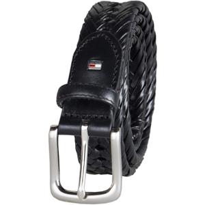 Tommy Hilfiger Men's Fully Adjustable Leather Braided Belt, Classic Strap for Jeans, Khakis & Dress Pants (36, Black)