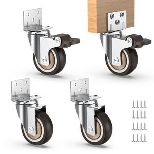 HOLKIE 2 Inch Side Mount Casters Set of 4 Supporting Up to 250 LBS Heavy Duty Furniture Wheels with Thickened L-Shaped Mounting Plate Ideal for Coffe TablesPlant StandsCribs2 with Brakes