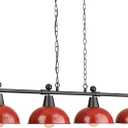 FEMILA 48" Billiard Light, Red Pool Table Light for 7ft/8ft Table, 4-Light Kitchen Island Lights with Hammered Metal Shades,Modern Chandelier for Game Room, Dining, Bar, 4FG60-4LP RED