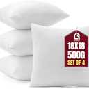 Casafoyer Throw Pillow Inserts, Set of 4 Lightweight Down Alternative Polyester Pillow, Couch Cushion, Sham Stuffer, Machine Washable. (White, 18x18)