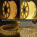 SURNIE 150ft Flat Outdoor Rope Lights Waterproof: 110V Cool Warm White LED Strip Light - Cuttable Connectable Lights for Deck Patio Stairs Backyards Commercial Decor Lighting, Not Tube Rope