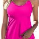 Aleumdr Women's Tankini Bathing Suit 2 Piece Tummy Control Swimsuit Scallop Trim Tankini Top with Bottom Large