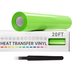VinylRus Heat Transfer Vinyl-12 x 20ft Apple Green Iron on Vinyl Roll for Shirts, HTV Vinyl for Silhouette Cameo,Easy to Cut & Weed