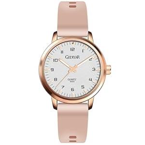 RUYEOOK Fashion Quartz Wrist Watch, Waterproof Analog Display, Rubber Silicone Bands, Easy Read Dial, Casual Sport Style Minimalist Watch for Women Ladies Teachers Students (W681-pink)