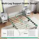 Novilla Full Size Bed Frame with Headboard, Full Bed Frame with Wooden Slats Support, Linen Upholstered Stripe Headboard, No Box Spring Needed, Heavy Duty Feet, Easy Assembly, Beige