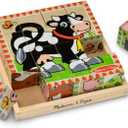 Melissa & Doug Farm Wooden Cube Puzzle with Storage Tray  6-in-1 Animal Puzzle for Toddlers and Preschoolers  16 Wooden Cubes  Farm Toy for Kids Ages 3+ - FSC Certified