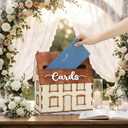AceOrbit Rustic House Wedding Card Box for Reception 10x 6x11.5 Inch Large House Shaped Wooden Just Married Box Gift for Wedding Keepsake Newlyweds Baby Shower Party Favors