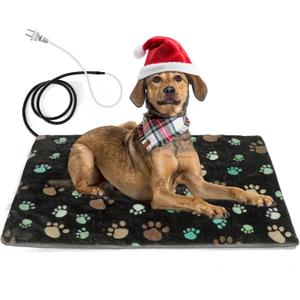 Dog Heating Pad 32x20 in Pet Heating Pad for Dogs Waterproof Outer Skin+Flame Retardant Material, Heated Dog Bed,Adding Wire Rope Wires Puppy Heating Pad Mat-with Plush Fabric Cover
