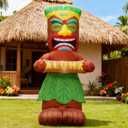DomKom 5FT Tiki Luau Inflatables, Tiki Hold Sign Board with Aloha, Hawaiian Summer Tropical Beach Blow up Party Decor Party Giant Yard Decoration, Outdoor Built-in LED Lights Lawn Holiday Outside