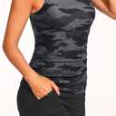 Tankini Swimsuits with Shorts - Two Piece Tummy Control Bathing Suits High Neck Swimwear with Two Side Pockets (Gray, L)
