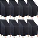 Woanger 8 Pcs Black Patio Chair Cover Outdoor Chair Cover 210D Oxford Cloth Waterproof Stacking High Back Patio Furniture Protection with Storage Bag for Protecting Furniture 25 x 25x 47inch