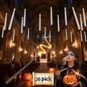 20PCS Floating Candles with Wand, Magic Halloween Hanging Candles, Flickering Battery Operated Taper LED Flameless Candles with Wand Remote for Halloween Decorations Gifts Indoor