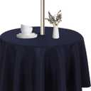LUSHVIDA Round Outdoor Tablecloth with Umbrella Hole and Zipper, 60 Inch Navy, Washable Waterproof Table Cloth Spill Proof Wrinkle Free Table Cover for Patio Spring Summer Picnic BBQS