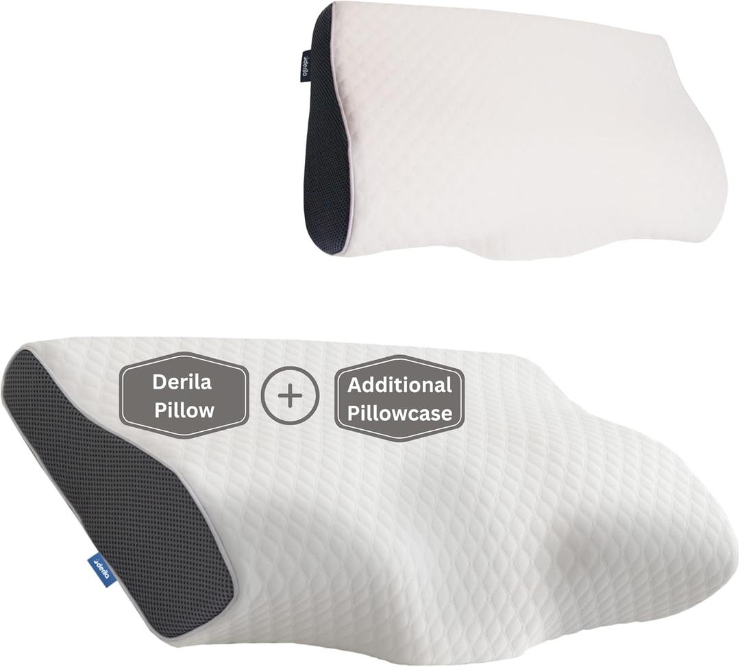 Derila Cervical Neck Pillow for Sleaaping & Additional Pillowcase (19.7" x 11.8" x 3.9")