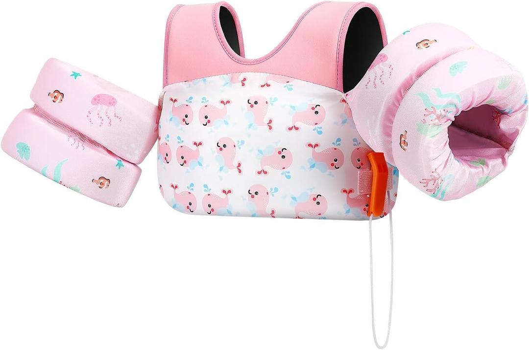 HeySplash Swim Vest for Kids, Toddler Pool Floaties Fit 22-30-40-50-60-66 Lbs, Children Puddle Swimming Jumper Jacket with Safety Buckle, Water Wing Arm Pool Float for Boat Swim Trainer Boy Girl 3-5-6