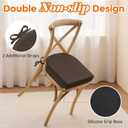 downluxe Chair Cushions for Dining Chairs, Memory Foam Linen Kitchen Chair Pads with Ties, Waterproof, Stain-Resistant and Washable Cover, 17" x 16" x 2.5", Brown, 4 Pack