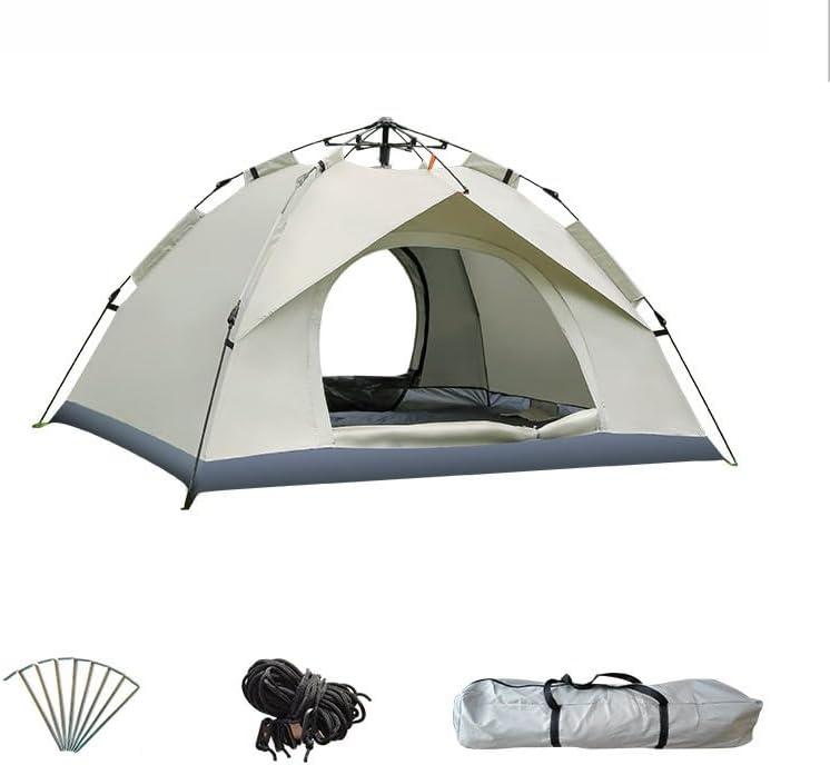 Camping Tent - Automatic Quick Open, Windproof, Easy Setup for Outdoor, Beach, Hiking, Traveling (2-3 Person, Beige)