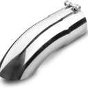 Vurkcy 4 inch Inlet Curved Exhaust Tip, 4" Outlet 12" Overall Length Stainless Steel Turn Down Exhaust Tail Pipe, Bolt-On, Sleek Angle Cut, Polished Tailpipe, Silvery