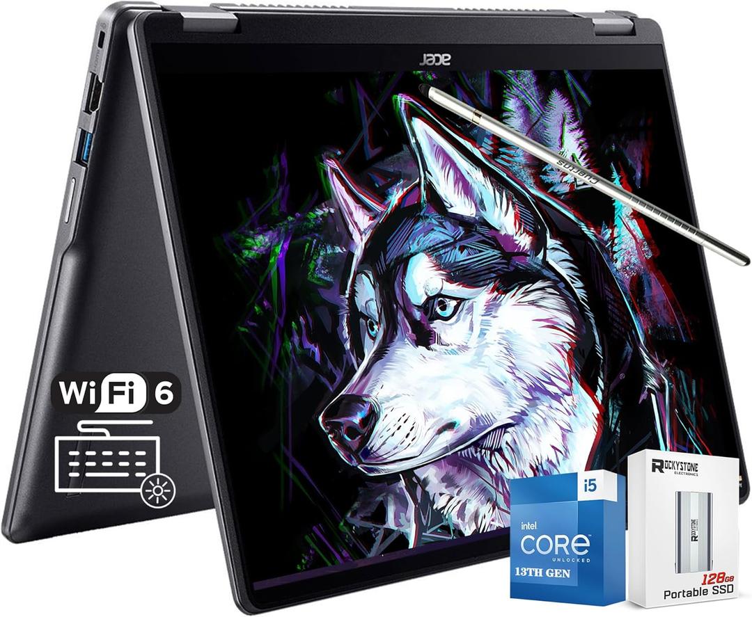 Acer Chromebook Plus Spin 514 2-in-1 Laptop, 14" WUXGA IPS Touchscreen, 13th Gen Intel 10-Core i5-1334U, 32GB LPDDR5X RAM, 512GB Pcle 4.0 SSD, Backlit KB, WiFi 6E, Chrome OS, W/128GB PSD & Stylus