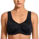 SYROKAN Women's Max Control Underwire Sports Bra High Impact Plus Size with Adjustable Straps Unlined Bra 34D