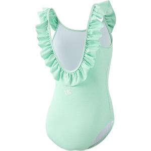 Angel season Girls One Piece Swimsuits Teens Bathing Suit Straps Kids Cute Swimwear with UPF 50+ Daisy Halter Size 7-14 (13-14 Years, Green Lattice)