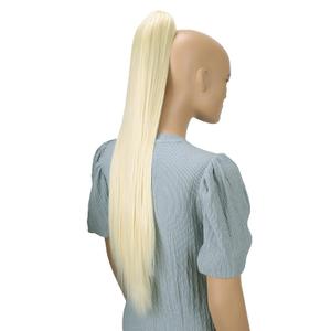 CAISHA 28" Extra Long Straight Ponytail Hairpiece Heat-resistant Synthetic Fibres Platinum Blond H76