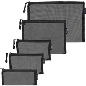 5 PCS Mini Mesh Pouch Small Makeup Bag for Purse for Lipsticks Small Meshes Bag with Zipper, Black Diaper Organizing Pouches Toiletries for Women and Men