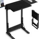 Evermagin Folding TV Tray for Eating, Foldable Laptop Table with Mouse Tray for Work, C Shaped End Table for Couch, Sofa Side Desk for Living Room, Bedroom, Black