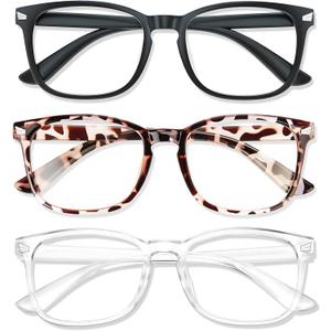 Blue Light Glasses for Woman Men | 99% Blue Light Blocking Glasses for Computer Gaming TV Phone Screen Square Frame | Anti Eyestrain & UV Glare Protection - Pair of 5 