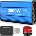 2000 Watt Pure Sine Wave Power Inverter, 12V DC to 110 Vdc to 120 Vdc, for Home, RV and Off-Grid Solar Systems, with 2 AC Outlets and USB Port, LCD Display, with Remote Control