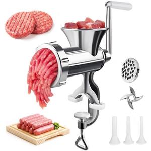 Meat Grinder Manual Mincer - Manual Meat Grinder Sausage Maker Table Mount Pork Mincer Sausage Stuffer Funnel Make Homemade Burger Patties Hand Operated Kitchen Tool