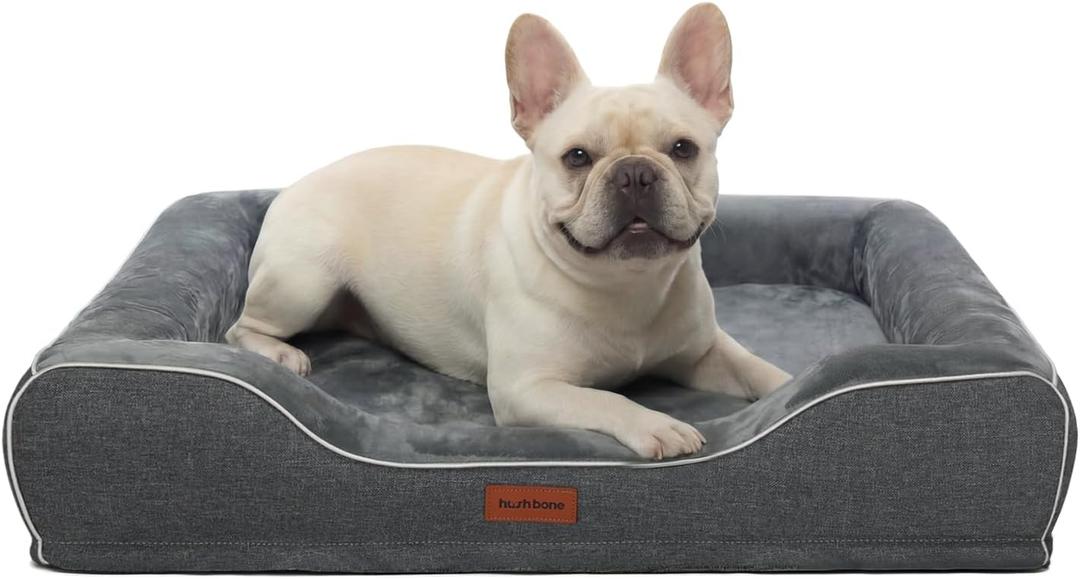 Orthopedic Cooling Dog Bed for Medium Sized Dogs Up to 30 Lbs, 28"x23"x6" Memory Foam Pet Bed with Egg-Crate Foam,Waterproof Removable Washable Cover,Anti-Slip Bottom, Relieves Joint Pain,Dark Grey
