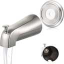 Universal Bathroom Tub Spout with Metal Tub Spout Cover Ring, 5 1/4 Inches Reach Wall Front Mount Faucet with Shower Diverter 1/2" IPS Inside Thread(Brushed Nickel)