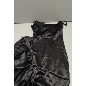 Women’s Elegant Ruched Maxi Dress – Spaghetti Strap Bodycon Party Dress with Slit & Open Back XS