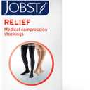 JOBST Relief 30-40mmHg Compression Stockings Thigh High Silicone Band Open Toe, Beige, Medium Petite